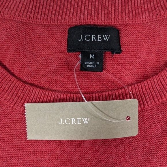 NWT J. Crew Red Crewneck Sweater Size Medium 100% Cotton - Picture 2 of 6